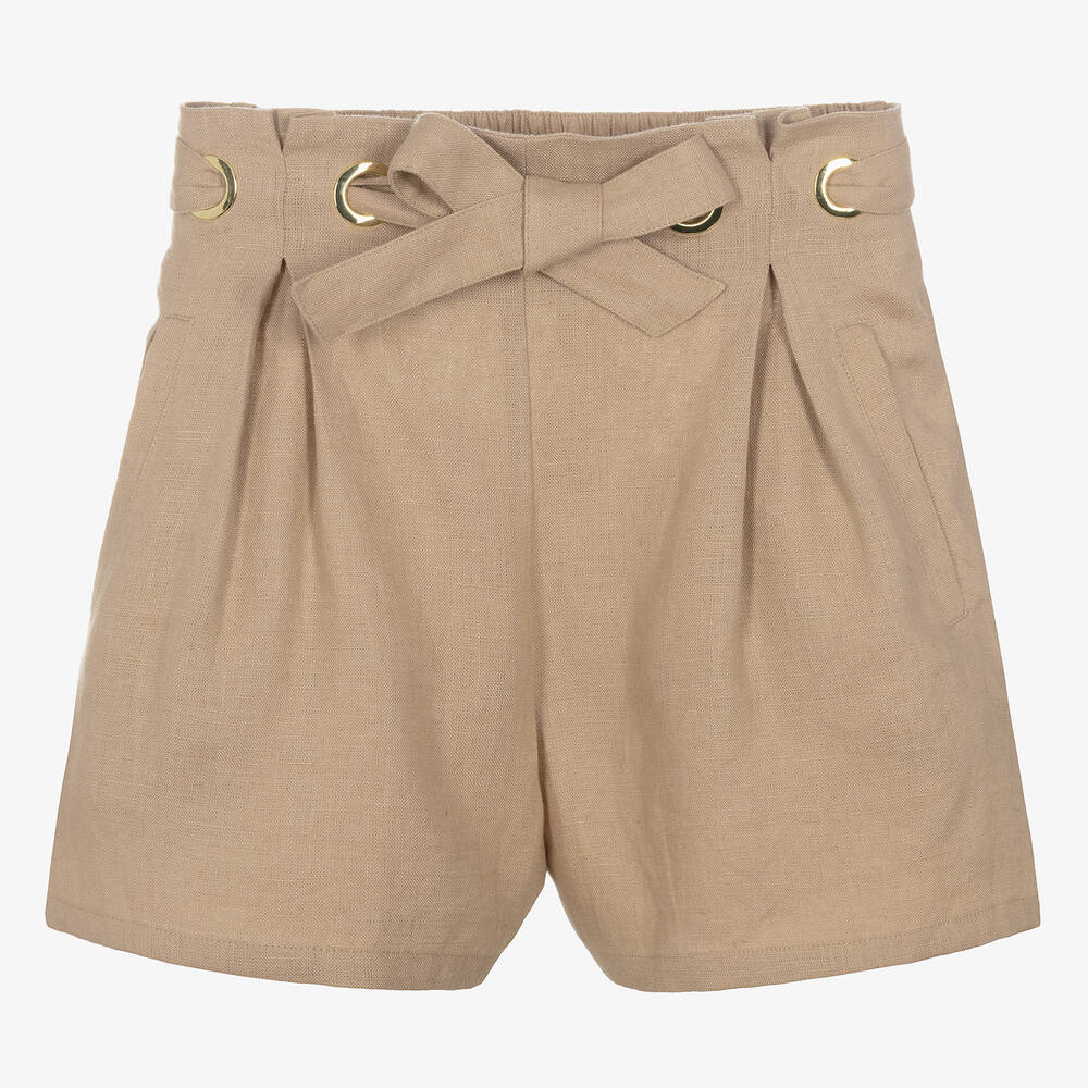 Chloé - Short beige en lin ado fille | Childrensalon