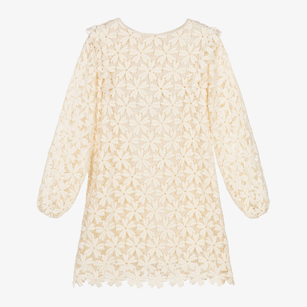 Chloé - Teen Girls Ivory Floral Guipure Lace Dress | Childrensalon