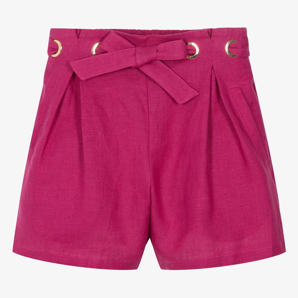 Chloé - Teen Girls Magenta Pink Linen Shorts | Childrensalon