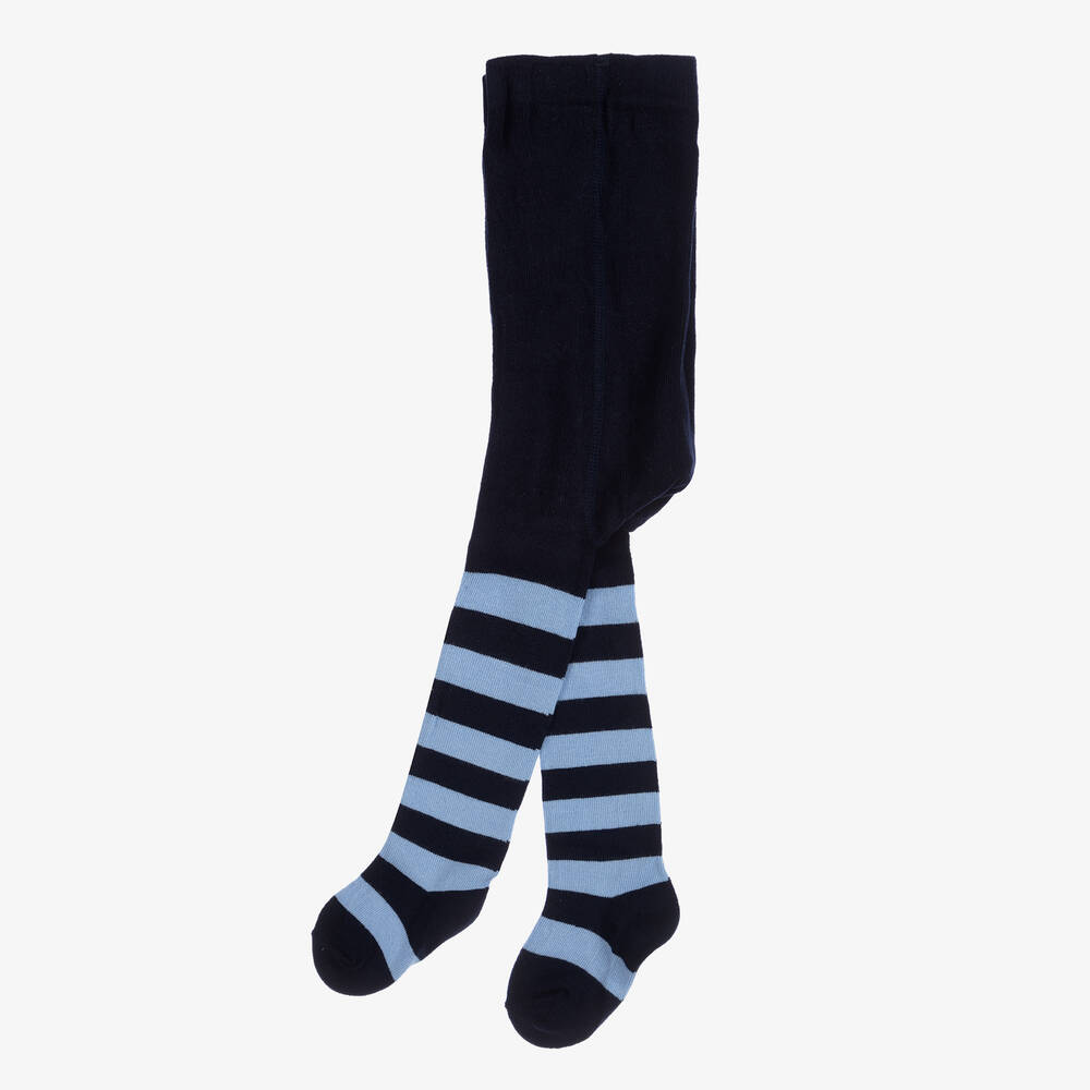 Country Kids - Girls Blue Stripe Cotton Tights | Childrensalon Outlet