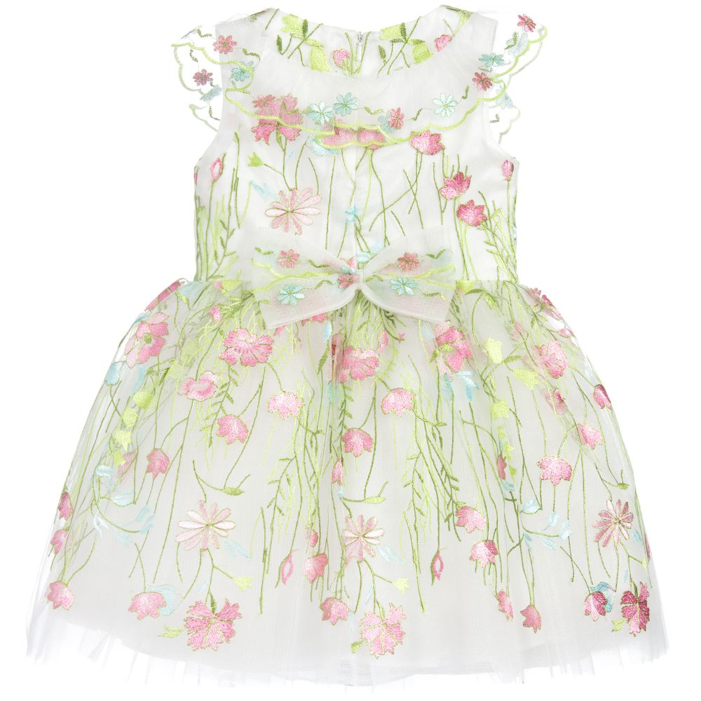 David Charles - Girls Embroidered Flower Dress | Childrensalon Outlet