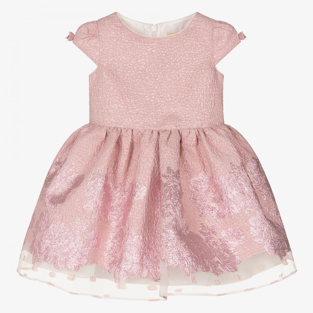 David Charles - Pink Floral Brocade Dress | Childrensalon Outlet