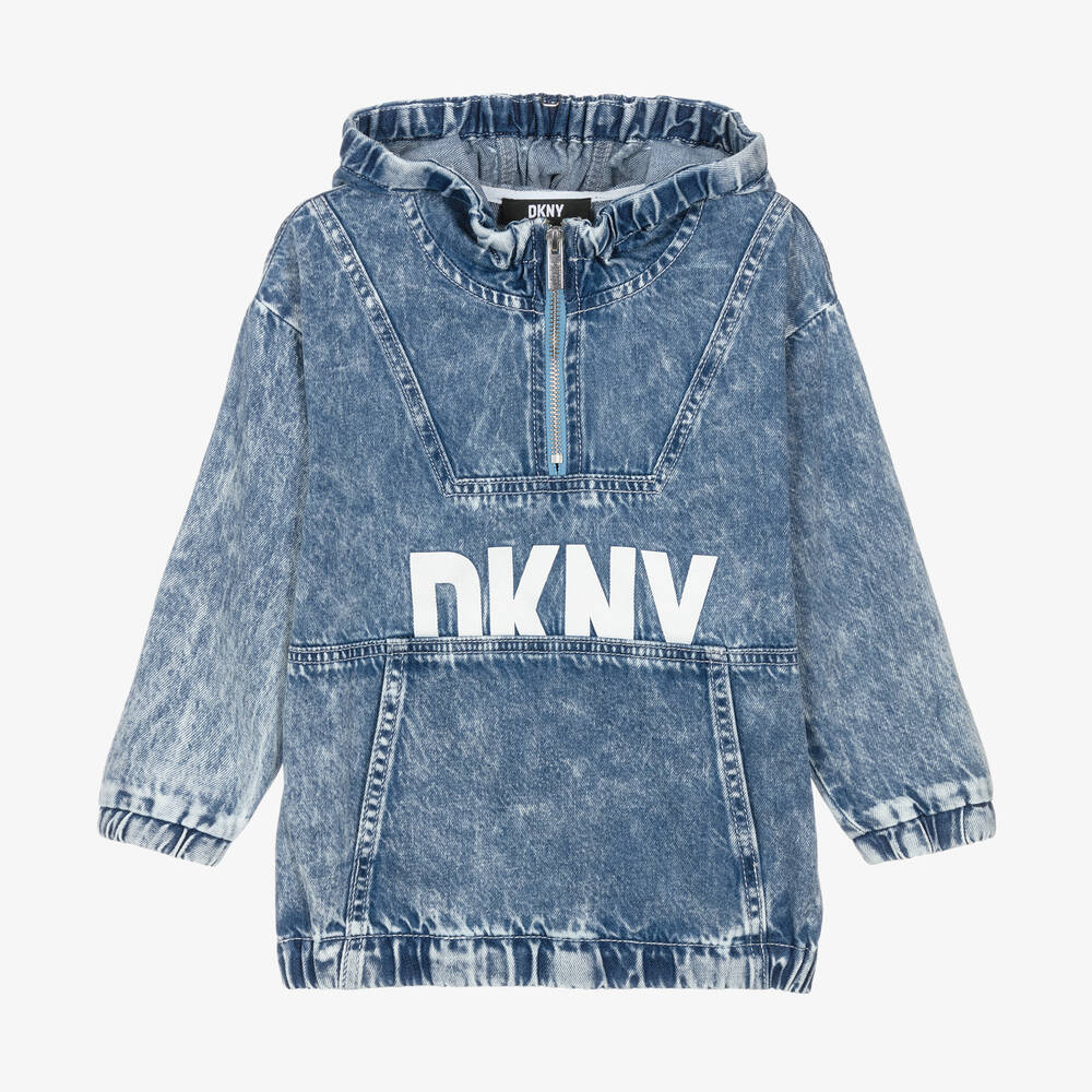 DKNY - Blue Acid Wash Denim Hoodie | Childrensalon