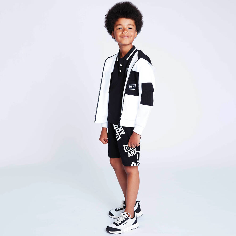 DKNY - Boys Black Cotton Piqué Polo Shirt | Childrensalon Outlet