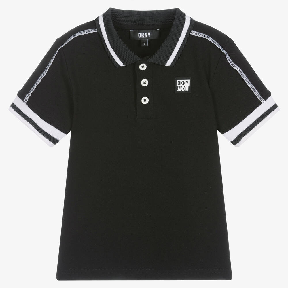 DKNY - Boys Black Cotton Piqué Polo Shirt