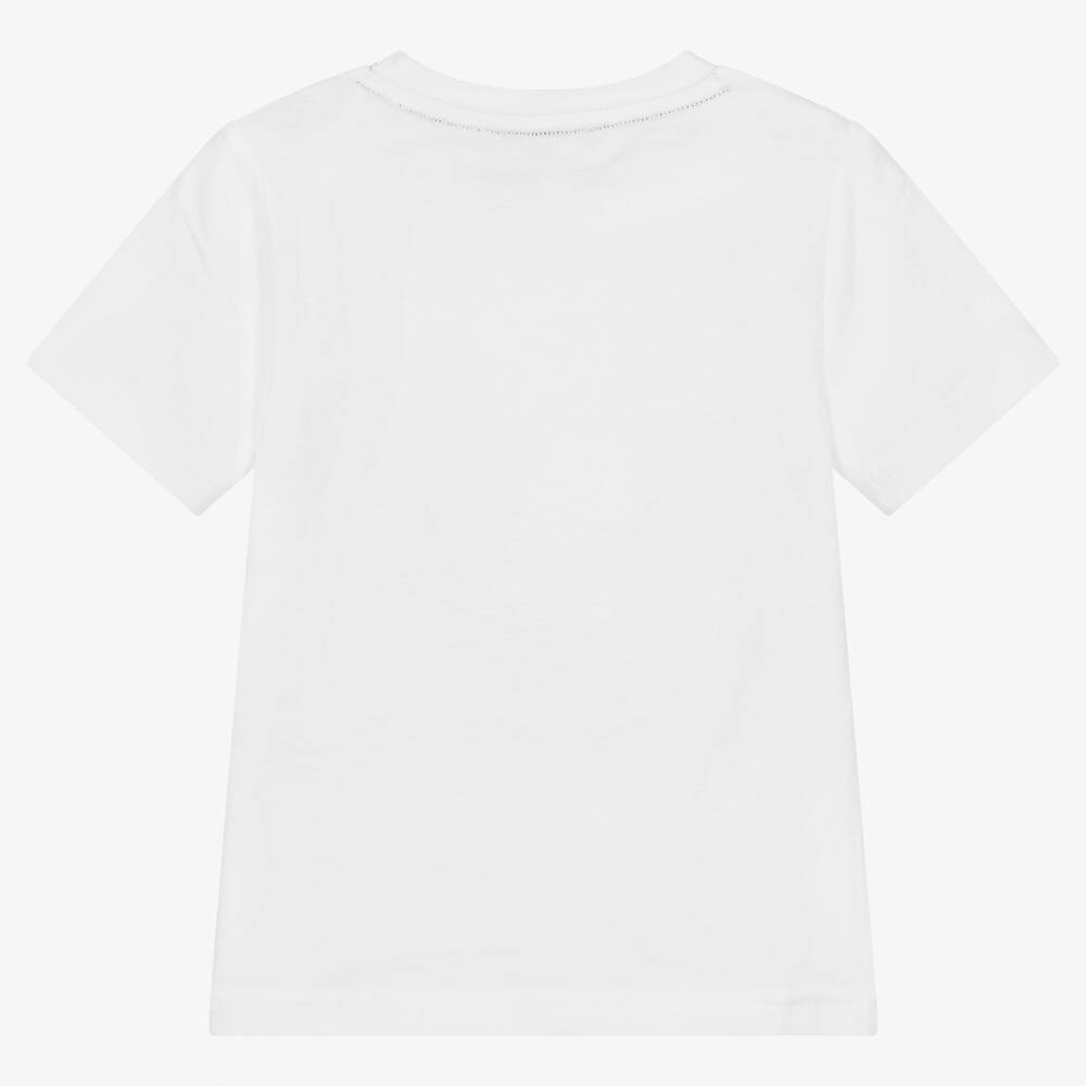 DKNY - Boys White Cotton Logo T-Shirt | Childrensalon Outlet