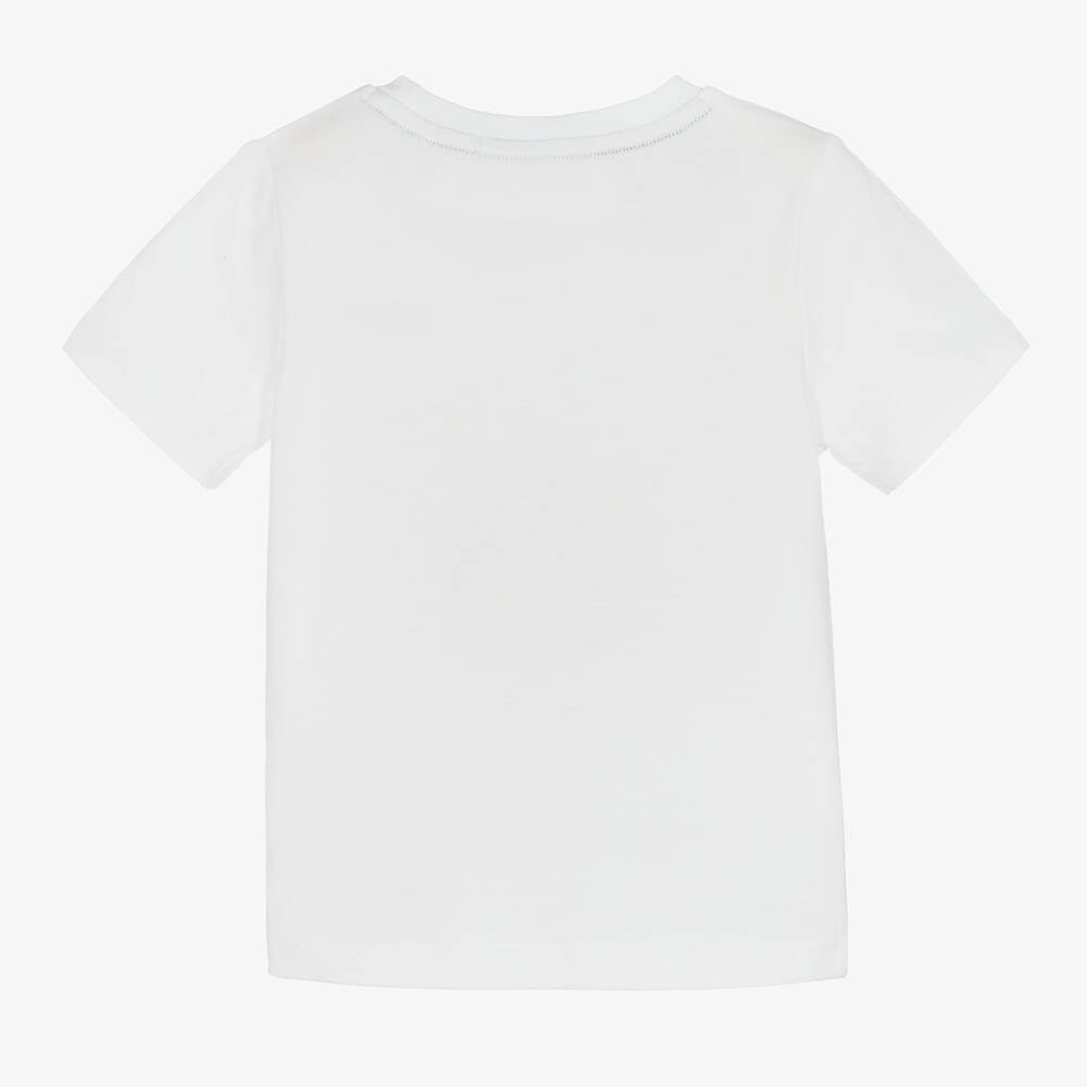 DKNY - Boys White Cotton Logo T-Shirt | Childrensalon Outlet