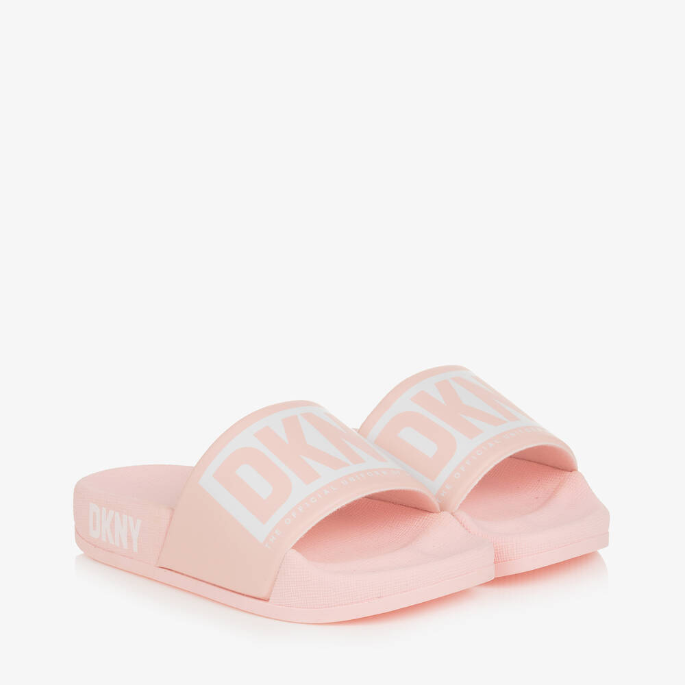 DKNY - Girls Light Pink Sliders | Childrensalon