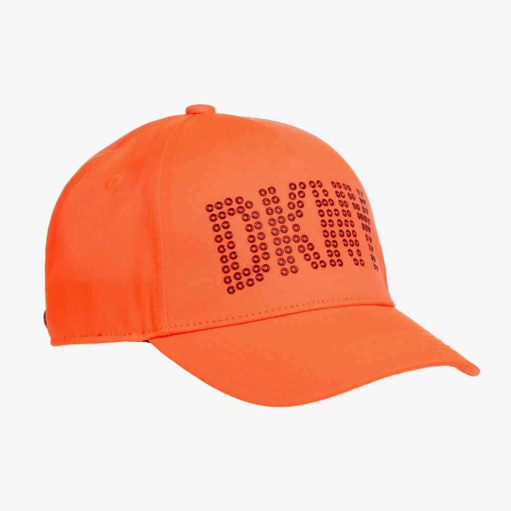 DKNY - Girls Neon Pink Studded Twill Cap | Childrensalon