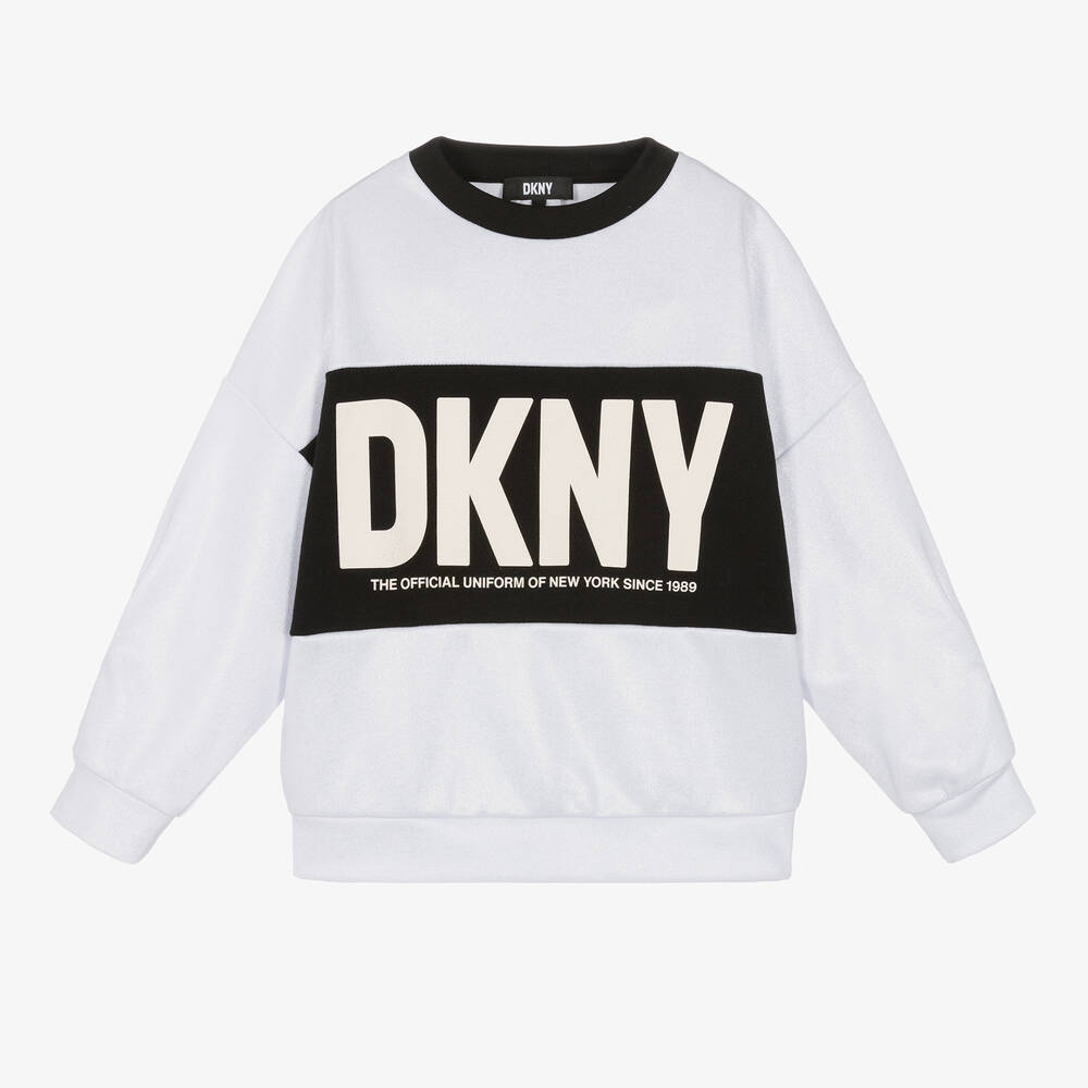 DKNY - سويتشيرت قطن جيرسي ولوريكس لون فضّي للمراهقات | Childrensalon