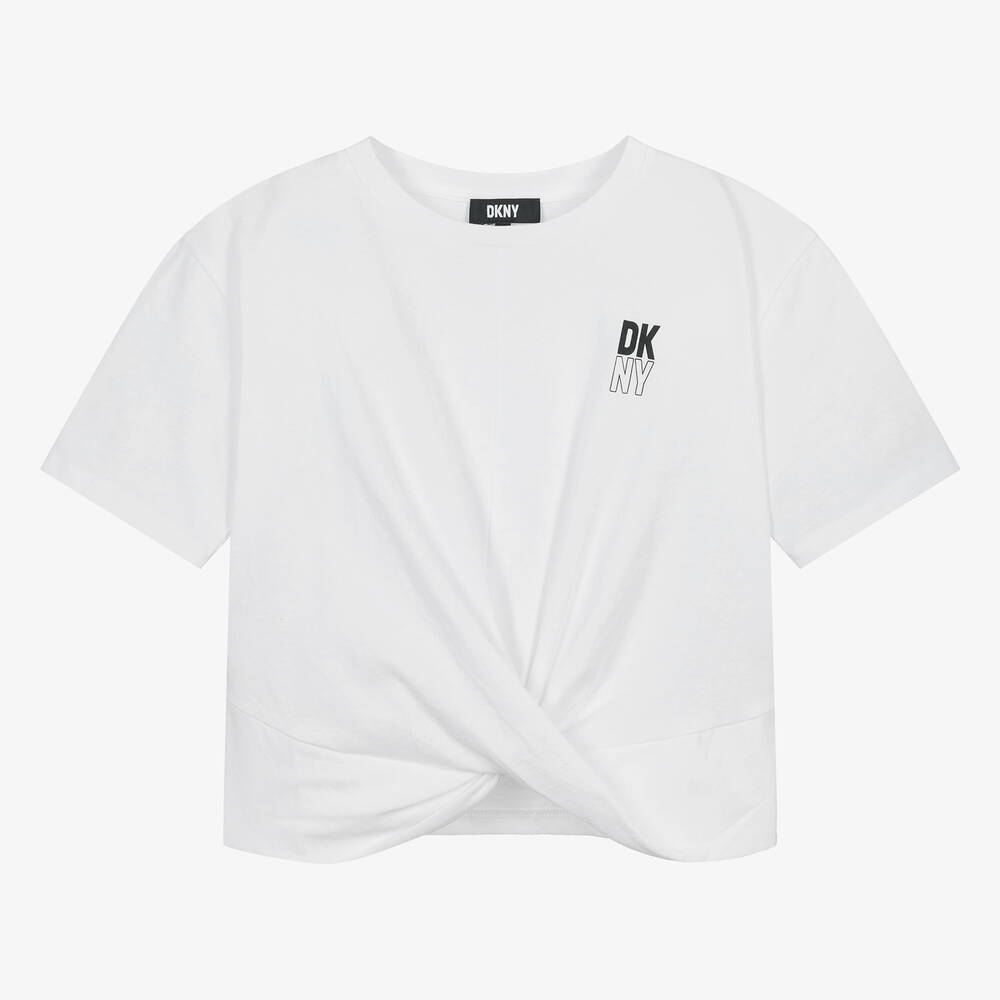 DKNY - Teen Girls White Cotton T-Shirt | Childrensalon