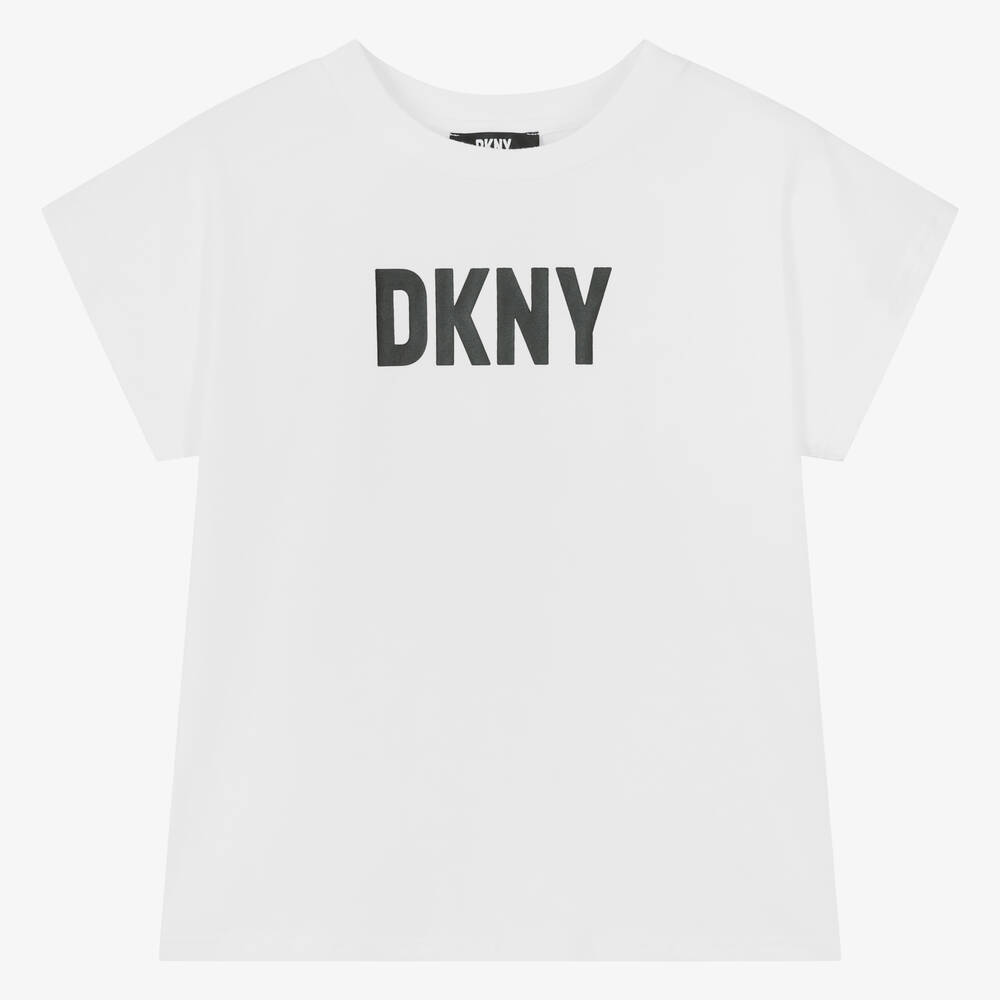 DKNY - Teen Girls White Organic Cotton T-Shirt | Childrensalon