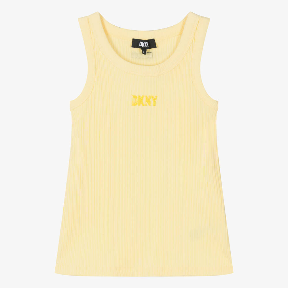 DKNY - Teen Girls Yellow Ribbed Cotton Top | Childrensalon