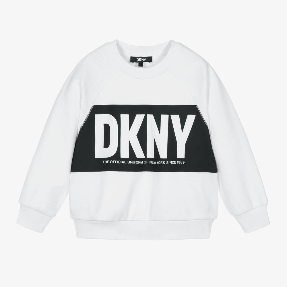 DKNY -  سويتشيرت قطن جيرسي لون أبيض | Childrensalon