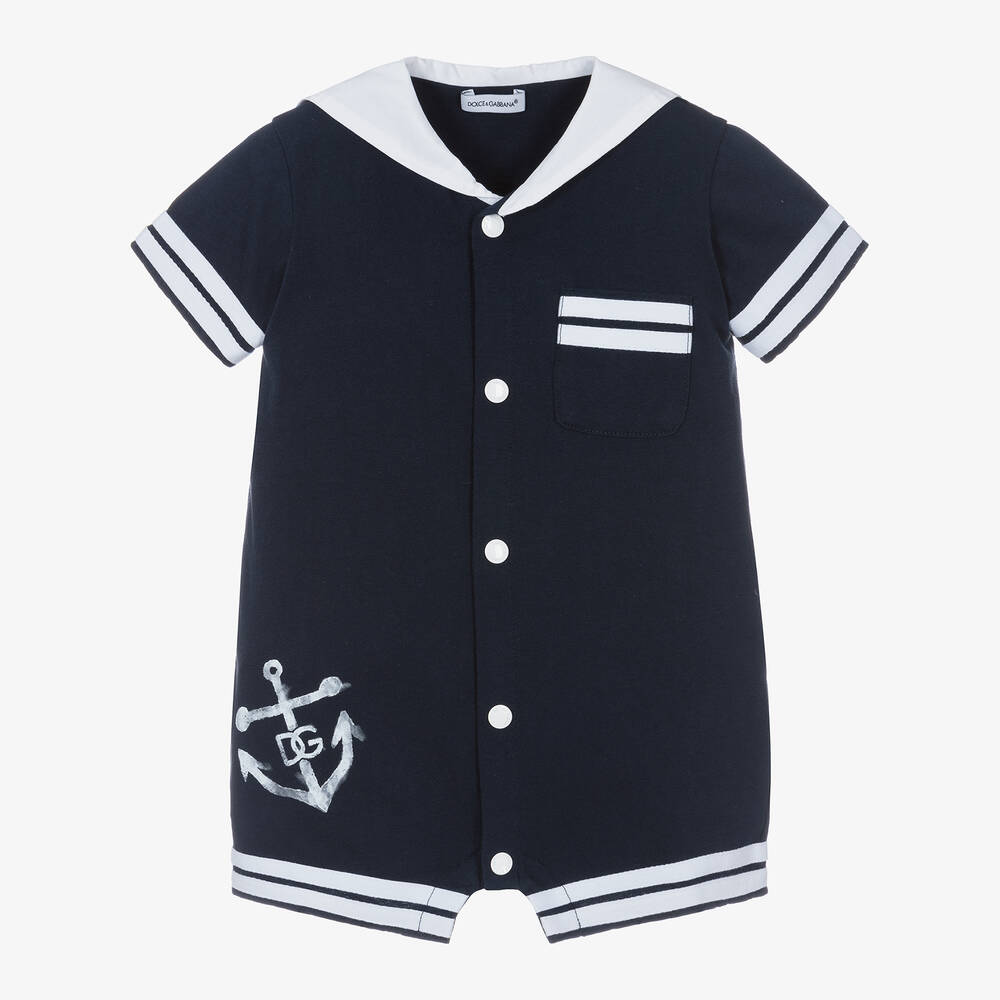 Dolce & Gabbana - Baby Boys Navy Blue Cotton Sailor Shortie | Childrensalon