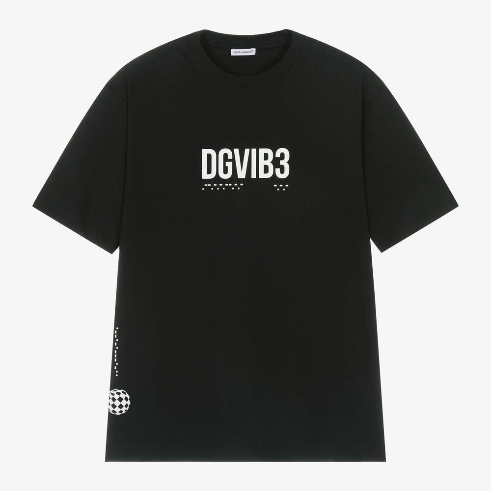 Dolce & Gabbana - Black DG Vibe Cotton T-Shirt | Childrensalon