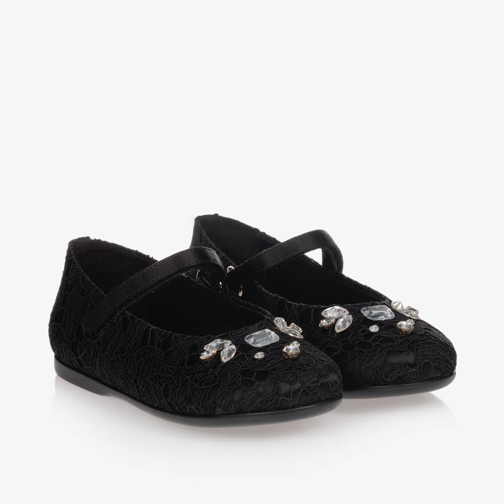 Dolce & Gabbana - Black Satin & Lace Shoes | Childrensalon Outlet
