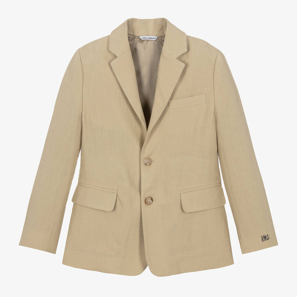 Dolce & Gabbana - Boys Beige Linen Blazer | Childrensalon