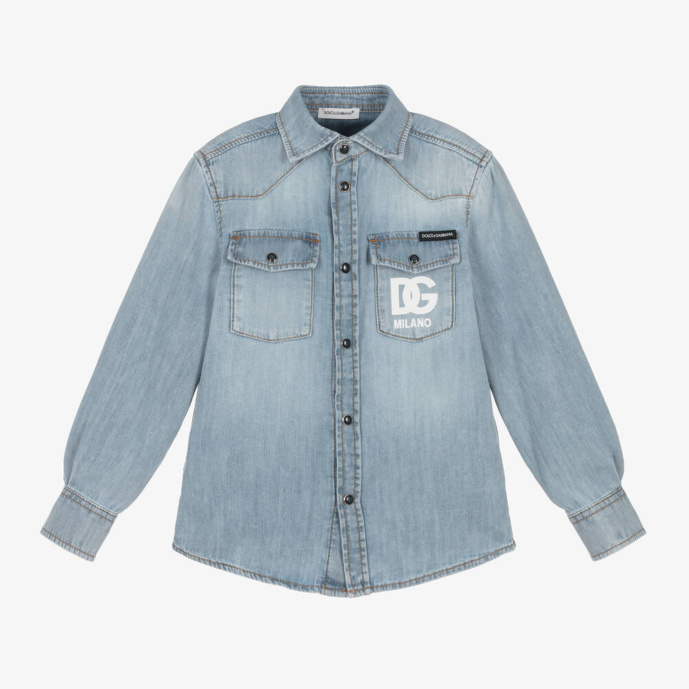 Dolce & Gabbana - Boys Light Blue Chambray Shirt | Childrensalon