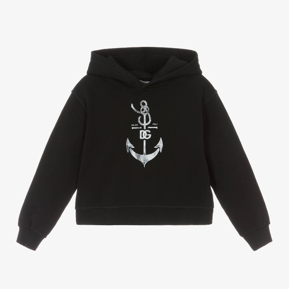 Dolce & Gabbana - Boys Navy Blue Cotton DG Anchor Hoodie | Childrensalon