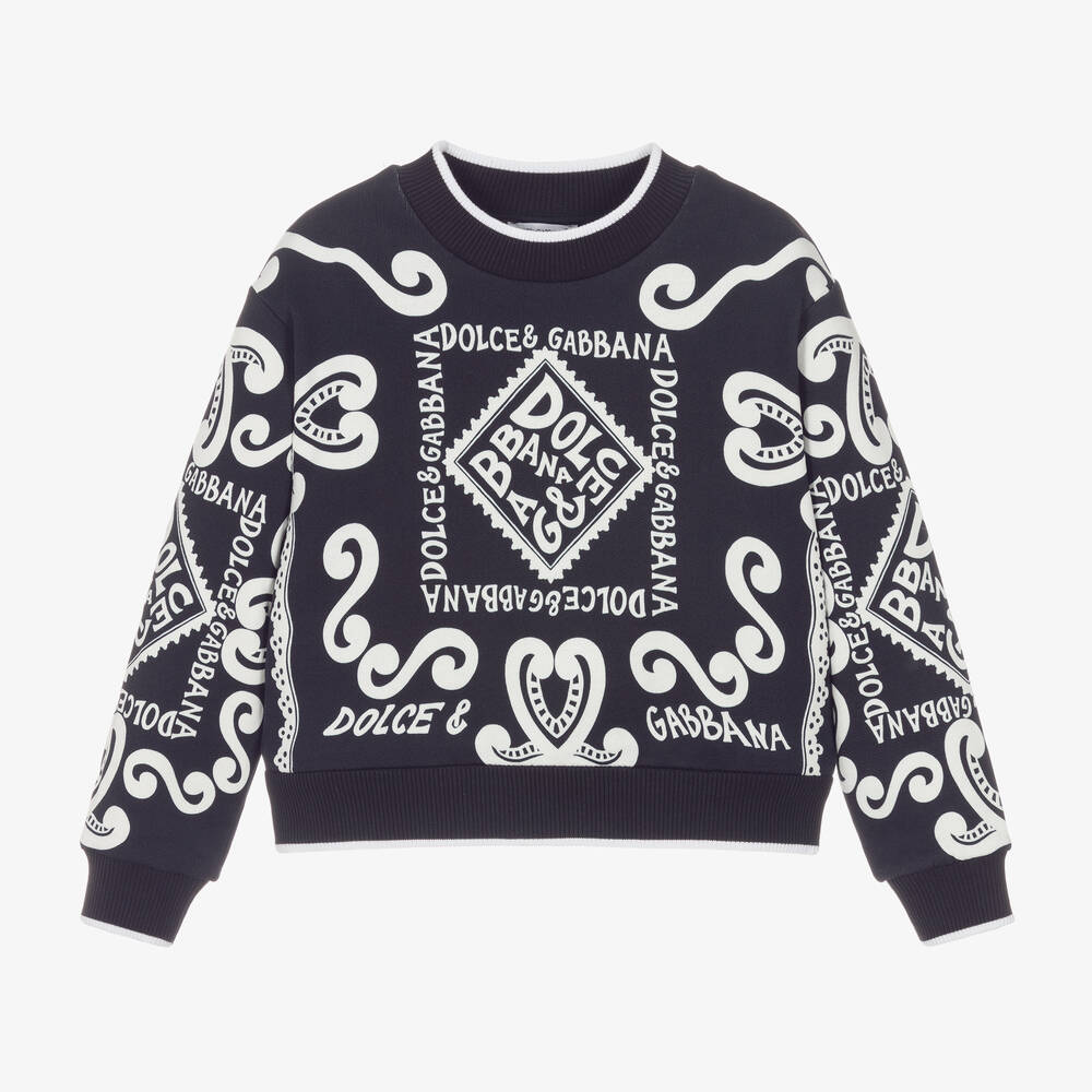 Dolce & Gabbana - Sweat-shirt bleu en coton Marina | Childrensalon