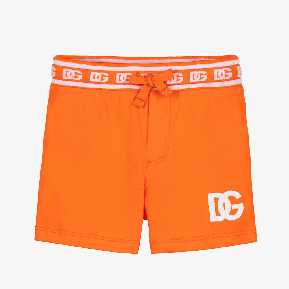 Dolce & Gabbana - Boys Orange Cotton DG Shorts | Childrensalon