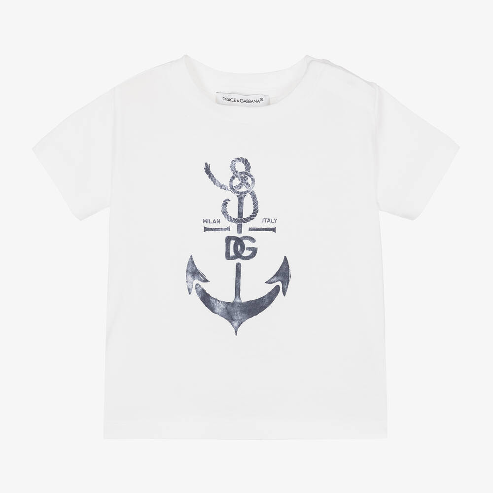 Dolce & Gabbana - T-shirt blanc en coton garçon | Childrensalon