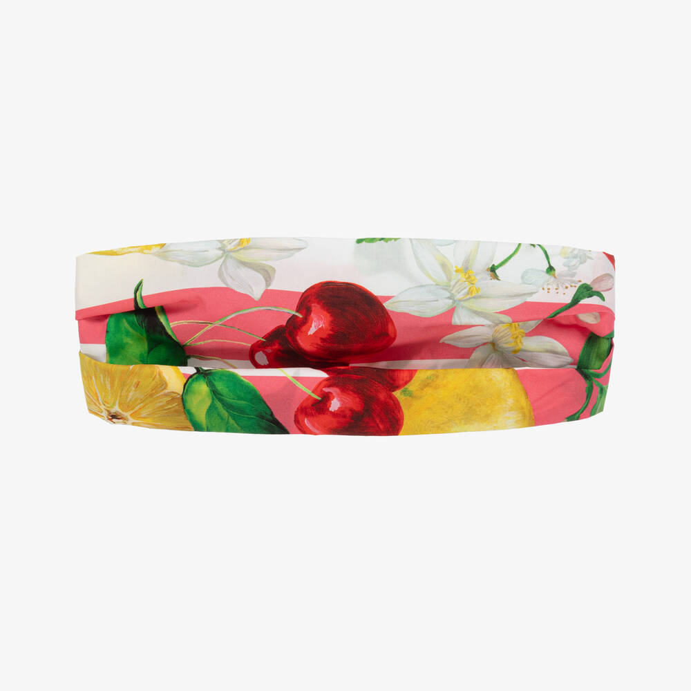 Dolce & Gabbana - Girls Pink Lemon & Cherry Print Headband | Childrensalon