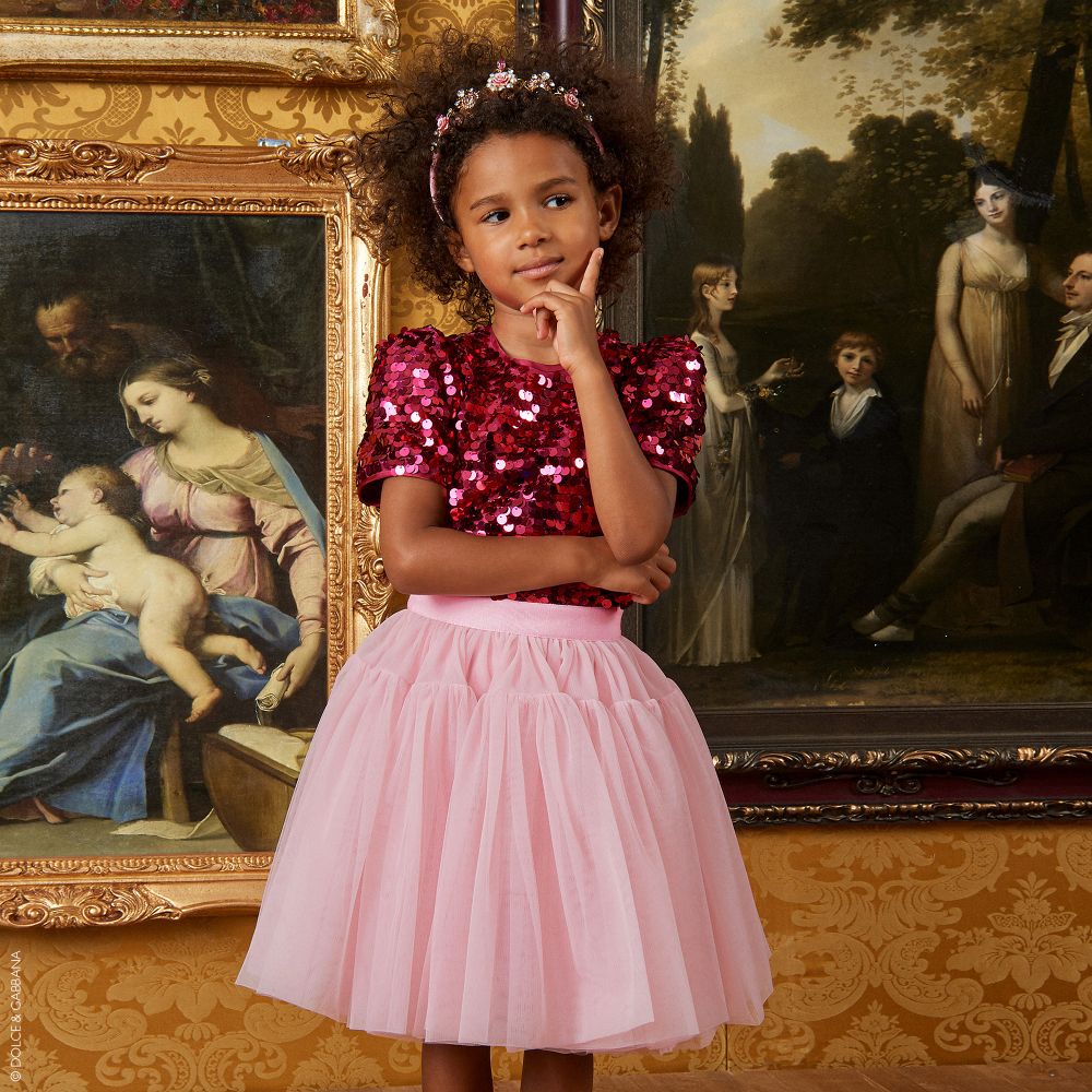 Dolce & Gabbana Kids - Girls Logo Band Skirt in Pink