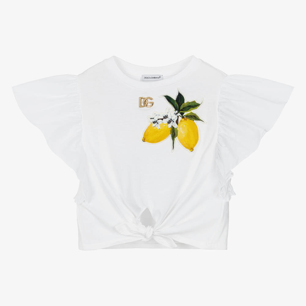 Dolce & Gabbana - Girls White Cotton Top | Childrensalon