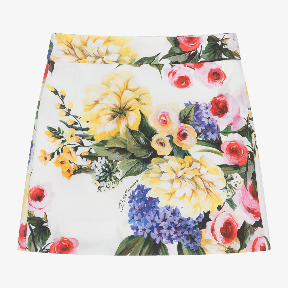 Dolce & Gabbana - Girls White Floral Cotton Skort | Childrensalon