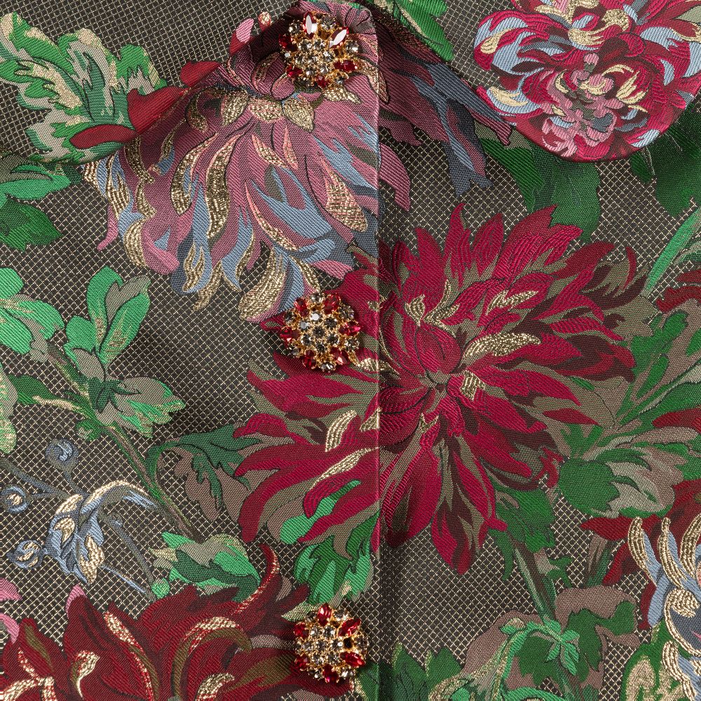 Dolce & Gabbana - Green Floral Jacquard Coat | Childrensalon Outlet