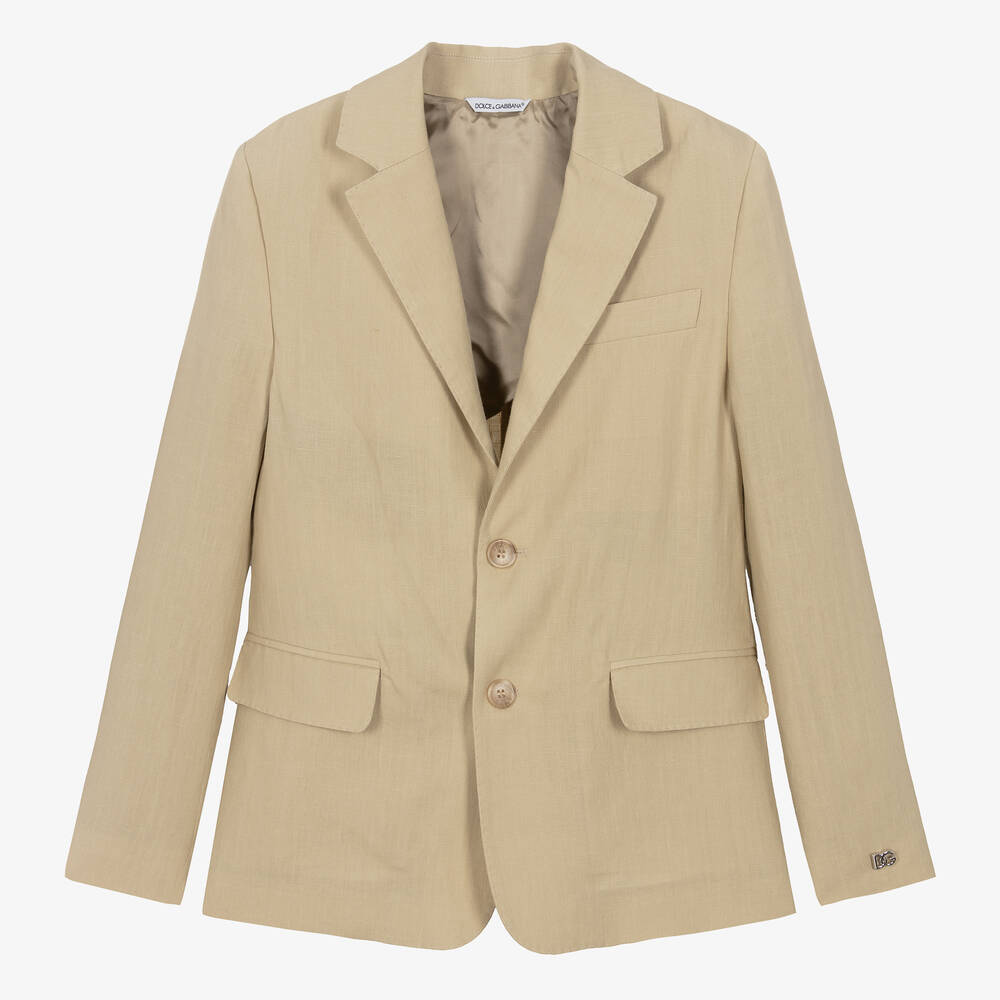 Dolce & Gabbana - Teen Boys Beige Linen Blazer | Childrensalon