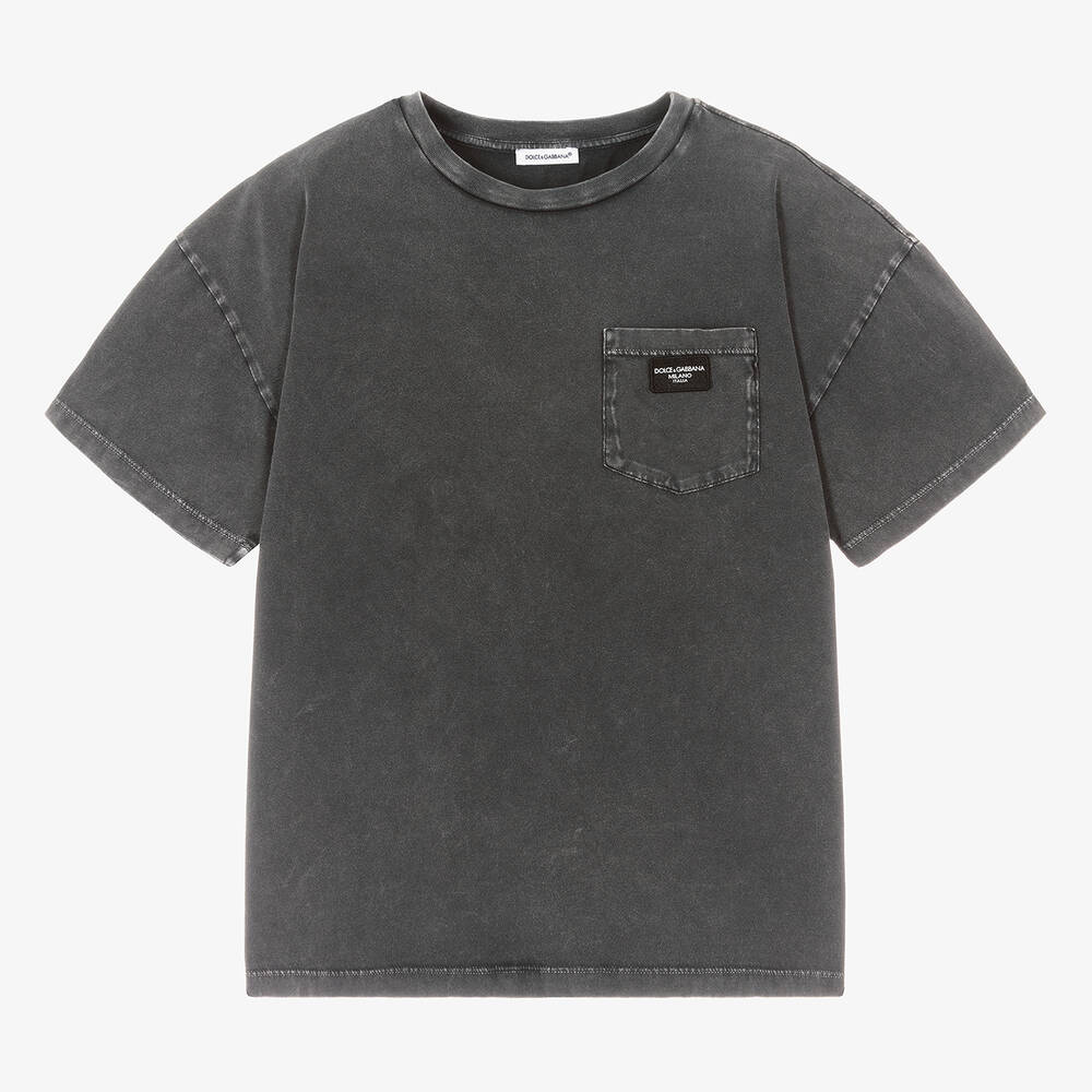 Dolce & Gabbana - Teen Boys Grey Cotton T-Shirt | Childrensalon