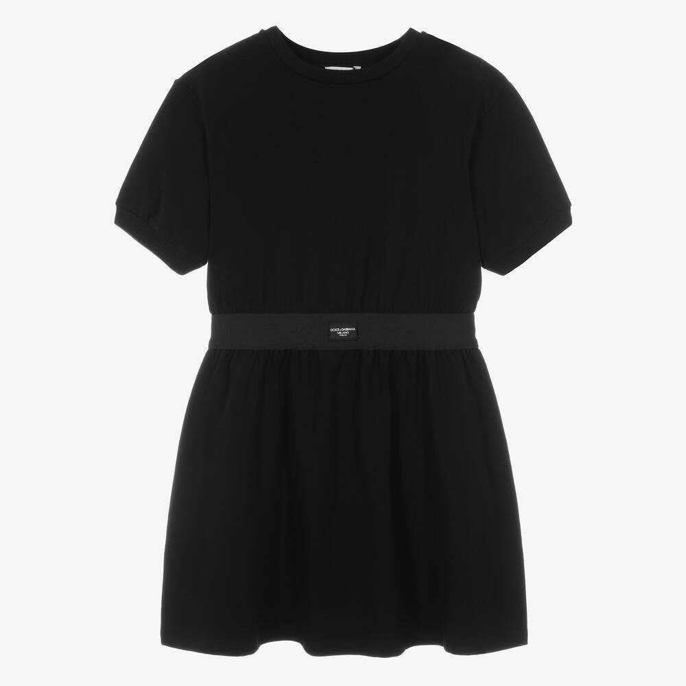 Dolce & Gabbana - Robe noire en jersey de coton ado | Childrensalon