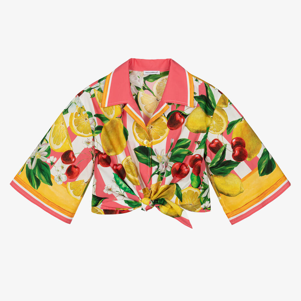 Dolce & Gabbana - Teen Girls Lemon & Cherry Print Cotton Blouse | Childrensalon