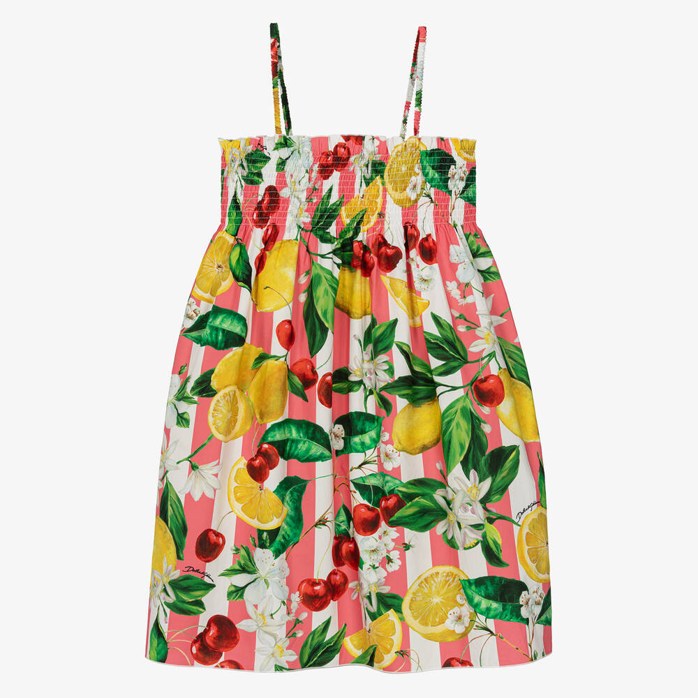 Dolce & Gabbana - Teen Girls Lemon & Cherry Print Cotton Dress | Childrensalon