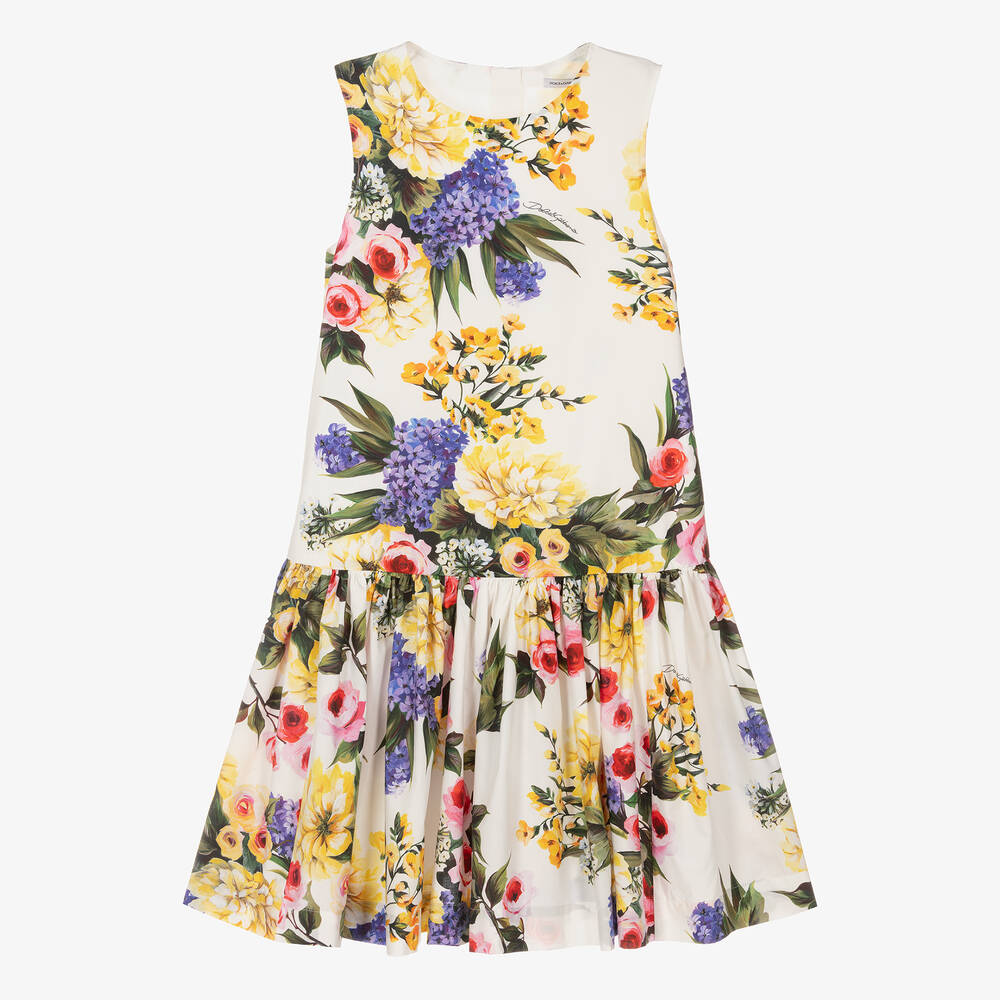 Dolce & Gabbana - Teen Girls White Cotton Floral Dress | Childrensalon