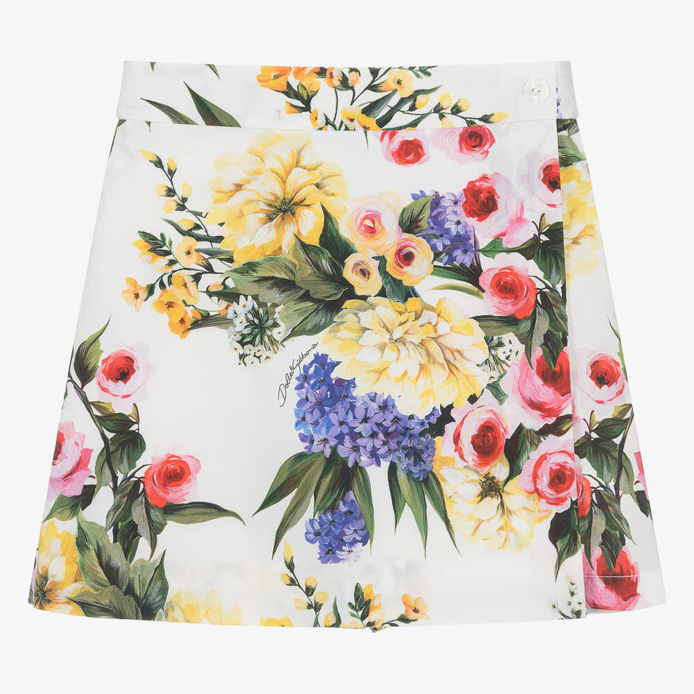 Dolce & Gabbana - Teen Girls White Cotton Floral Skort | Childrensalon