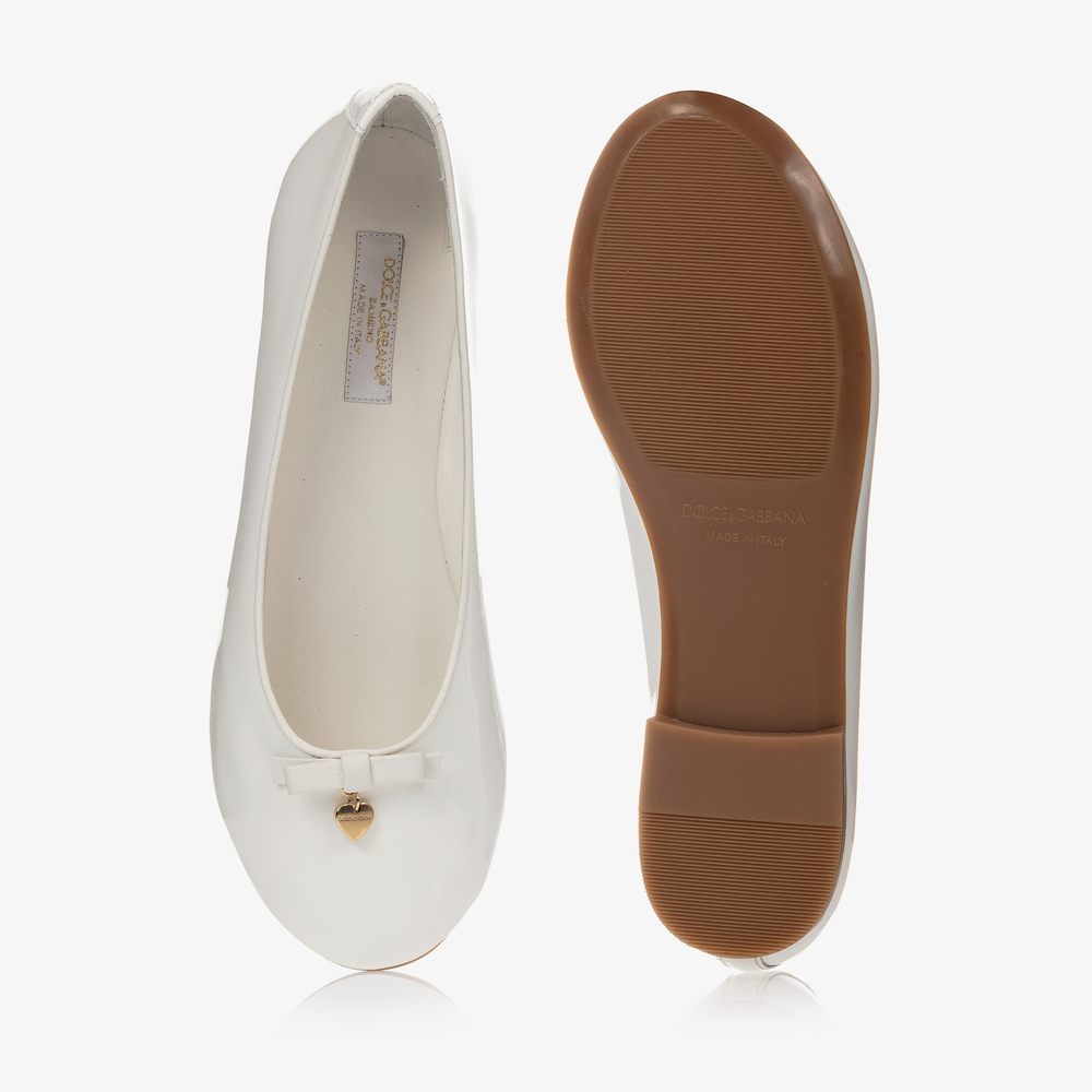 Dolce & Gabbana - Teen Ivory Patent Logo Shoes | Childrensalon Outlet