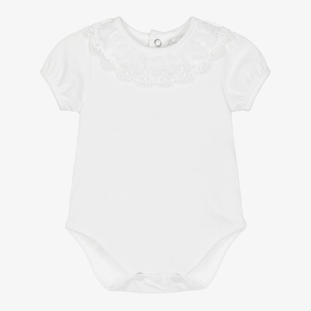 Dr. Kid - Baby Girls White Cotton Bodysuit | Childrensalon