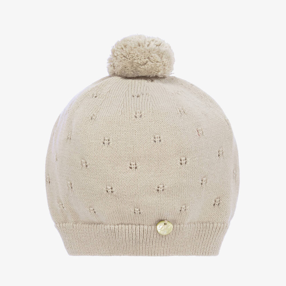 Dr. Kid - Beige Cotton Knit Baby Hat | Childrensalon