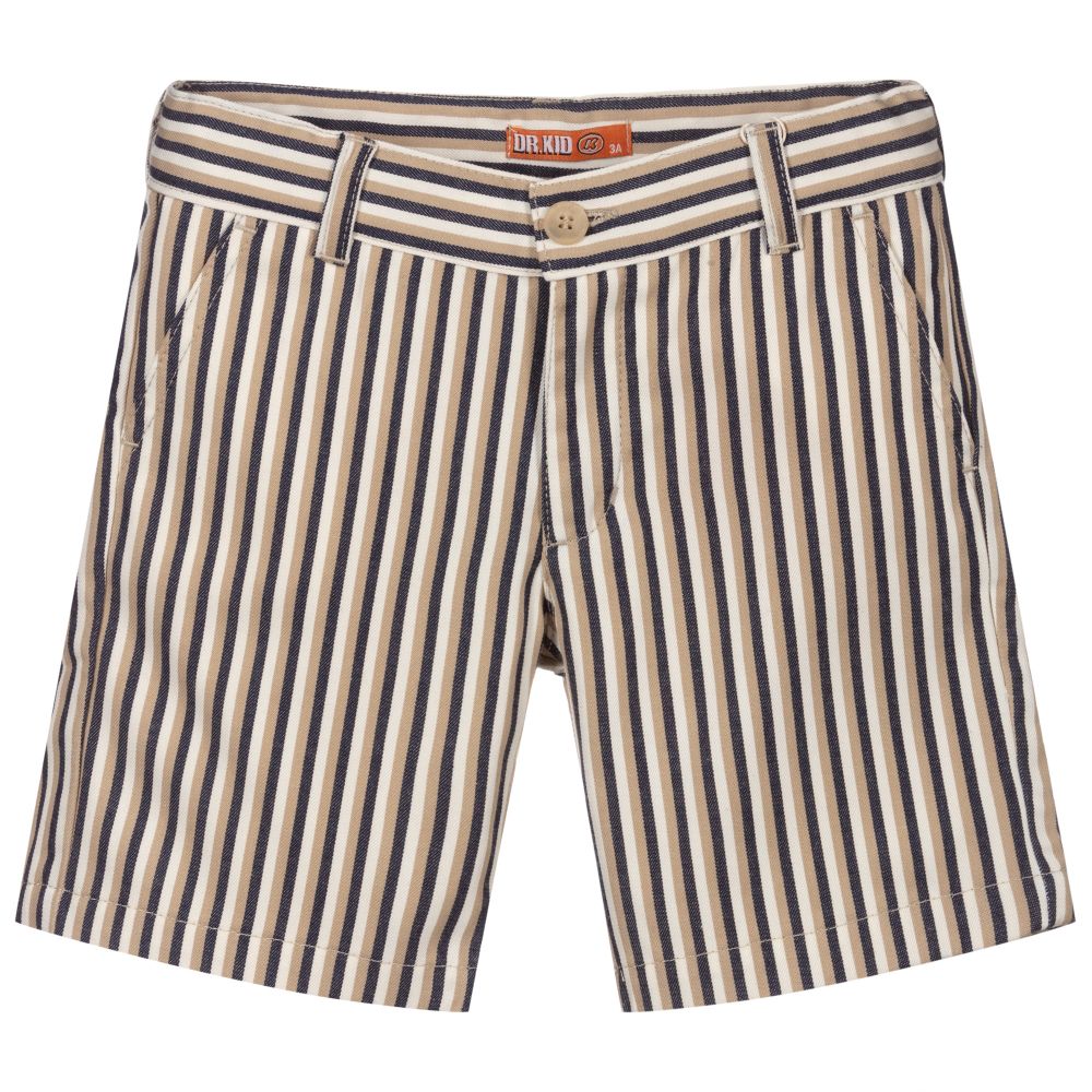 Dr. Kid - Blue & Beige Striped Shorts | Childrensalon Outlet