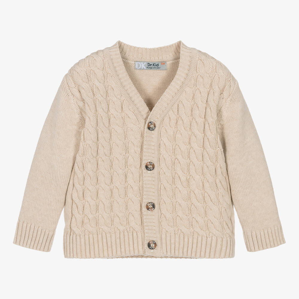 Dr. Kid - Boys Beige Cable Knit Cardigan | Childrensalon