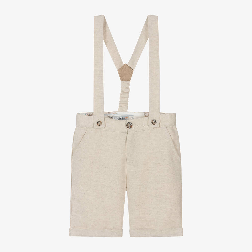 Dr. Kid - Boys Beige Cotton & Linen Shorts | Childrensalon