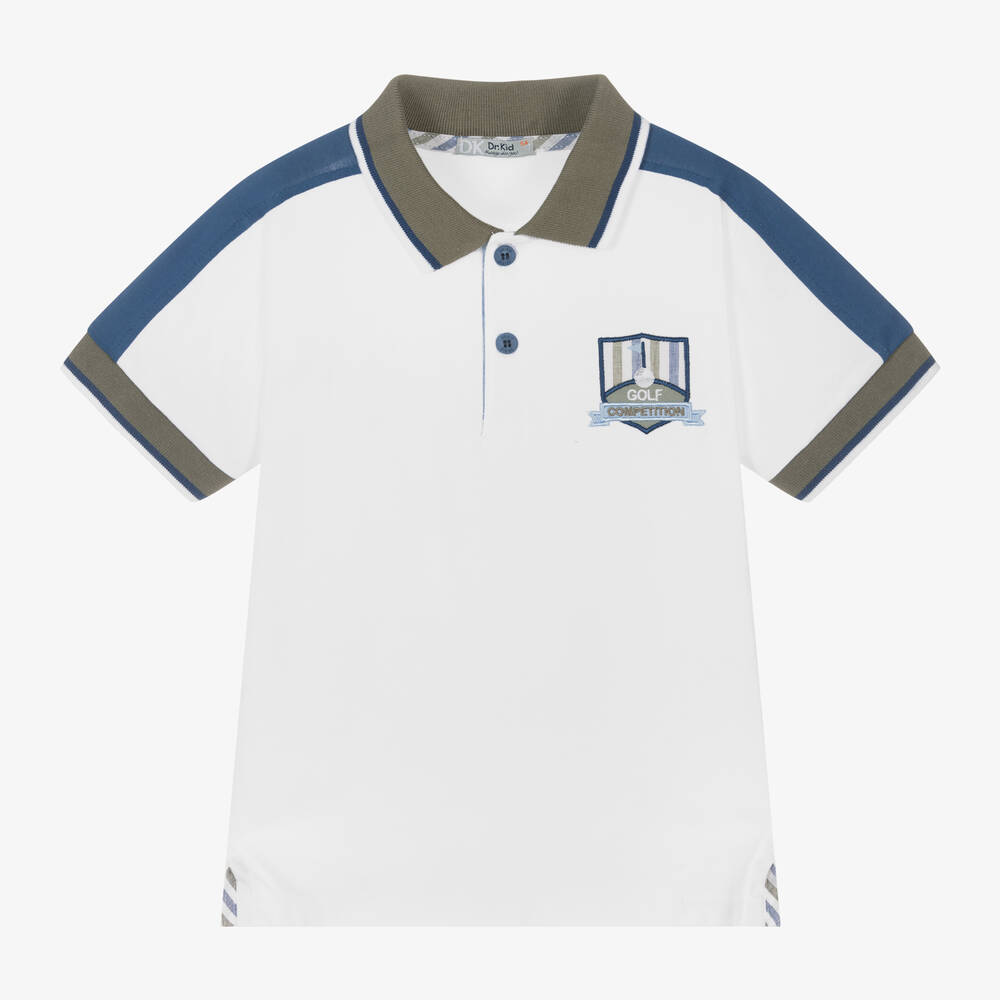 Dr. Kid - Boys White Cotton Polo Shirt | Childrensalon