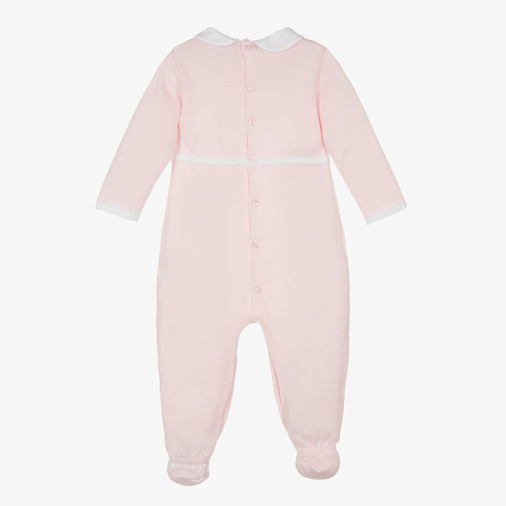 Dr. Kid - Girls Pink Cotton Knit Babygrow | Childrensalon Outlet