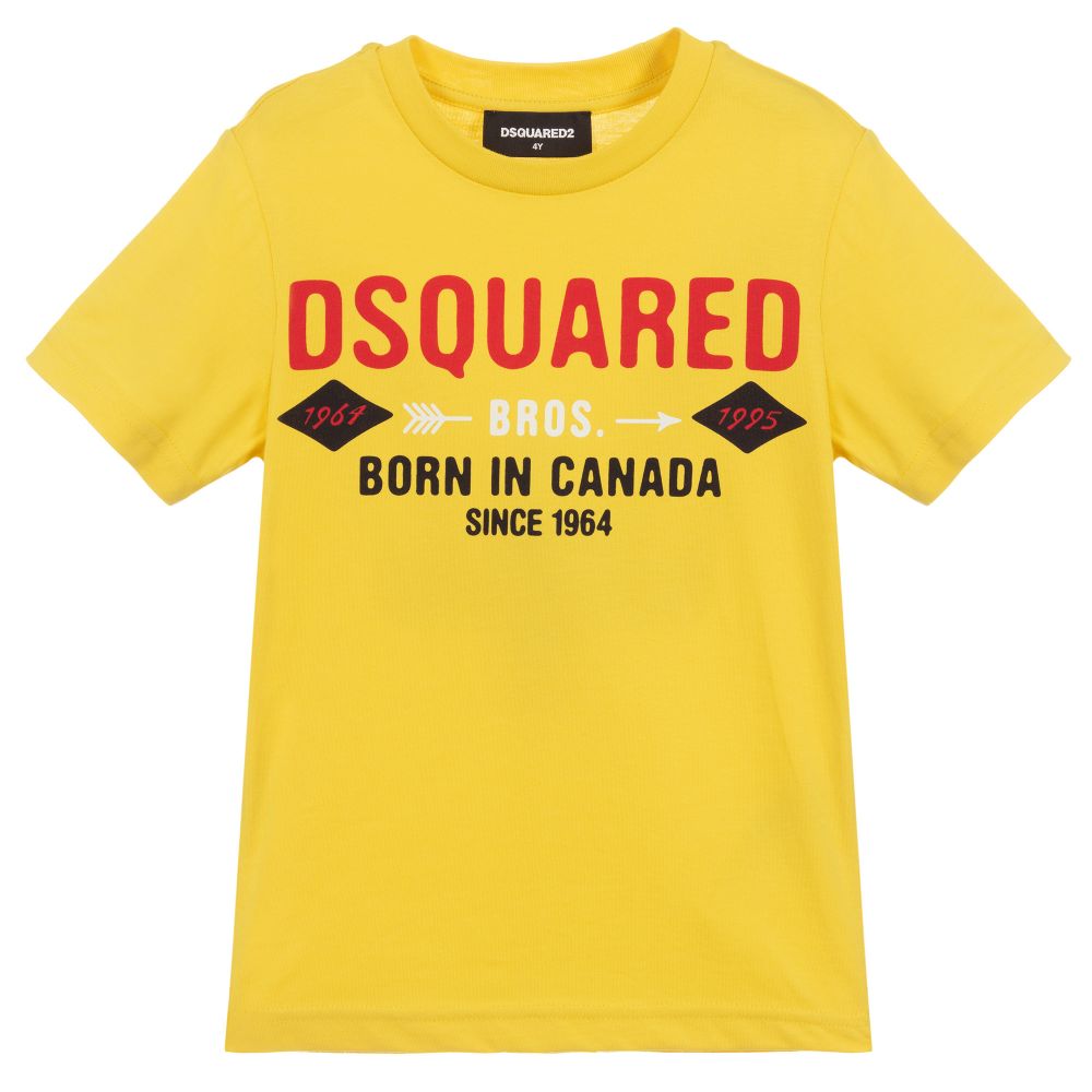 Dsquared2 - Yellow Cotton Logo T-Shirt | Childrensalon Outlet