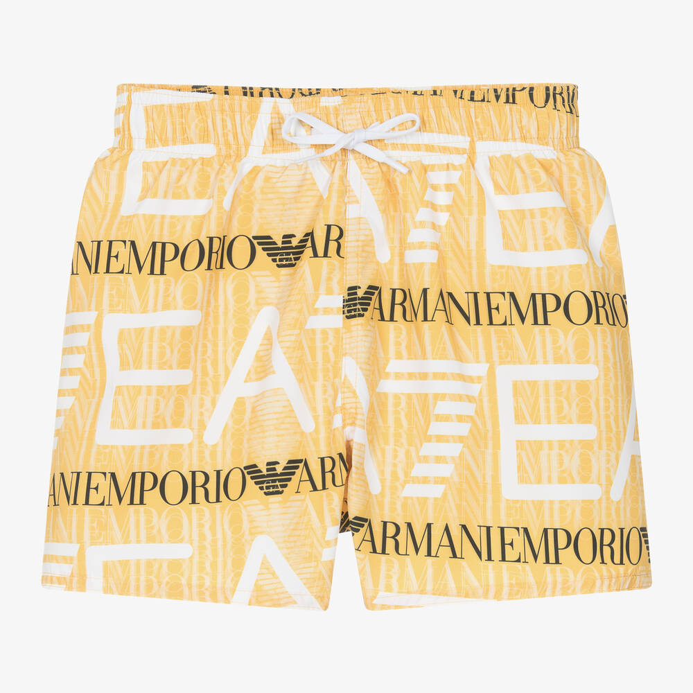 EA7 Emporio Armani - Boys Yellow EA7 Swim Shorts | Childrensalon