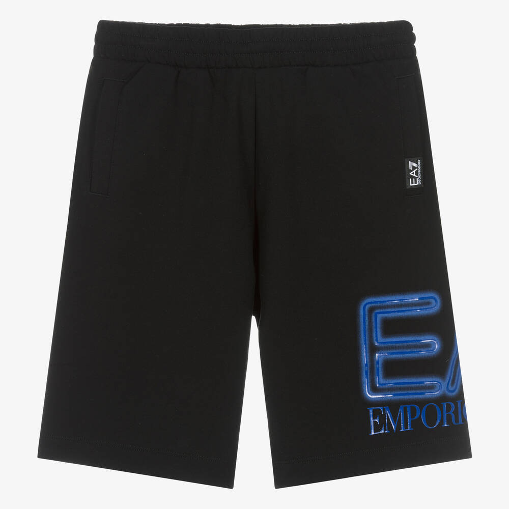 EA7 Emporio Armani - Teen Boys Black Cotton Oversized Shorts | Childrensalon